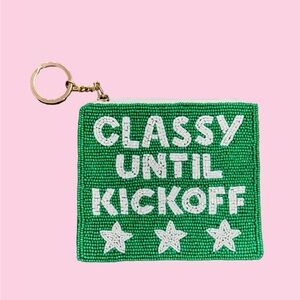 CAMEL THREADS GREEN/WHITE CLASSY UNTIL KICKOFF Coin Purse/Key Chain NEW